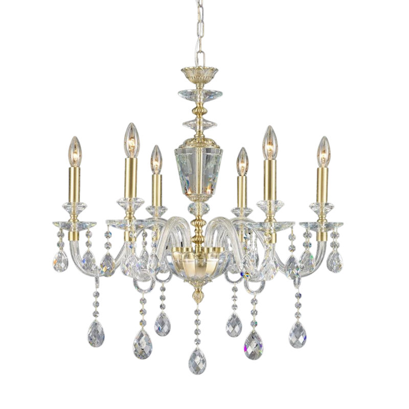 Lustre classique à 6 lumières de style bougie Correll, Laiton antique