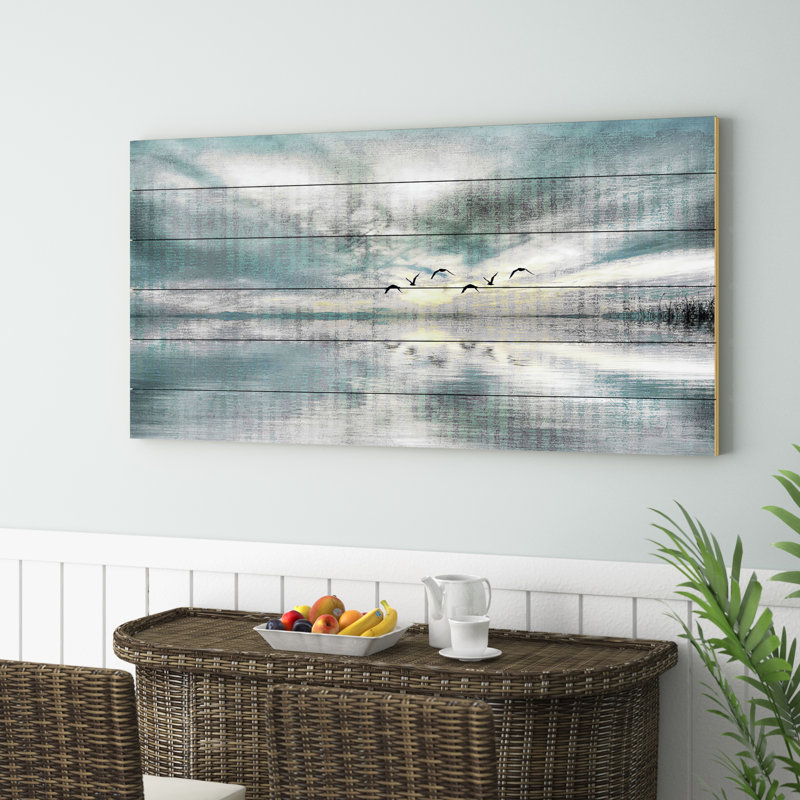« Birds Skylight » par Parvez Taj, reproduction sur bois, H 12 po x l 24 po