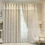 1 Pair Double Layer Flower Curtains Flower and Branch Embroidered Curtains (Beige,167 x 230 cm)