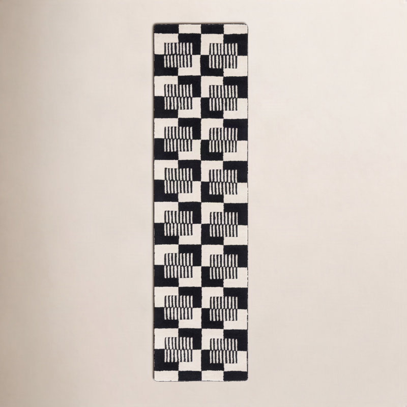 Harton Hand Tufted Geometric Indoor Rug, Runner 2'3" x 9'