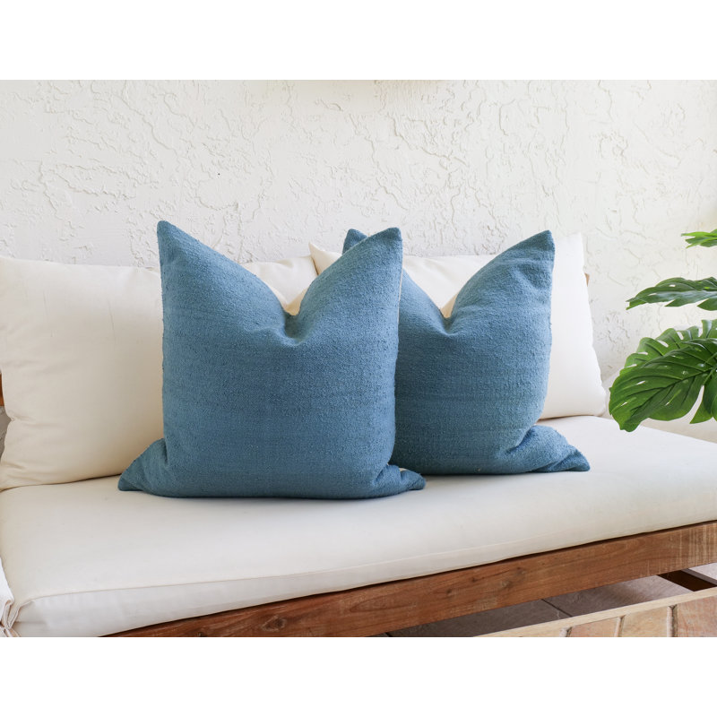 Ensemble de 2 coussins texturés bleu océan