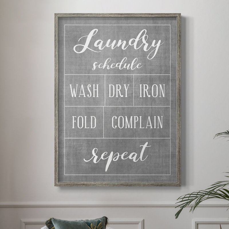Laundry Schedule Framed Print - Solid Wood, 30" H x 24" W