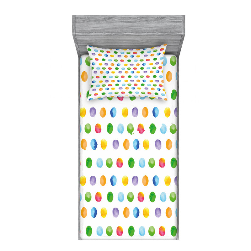 Microfiber Polka Dots Fitted Sheet, Twin Fitted Sheet