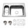 Houzer 33 in Stainless Topmount 4-hole 80/20 Double Small Left Sink w/ Strainer,Grids-LHD-3322-C