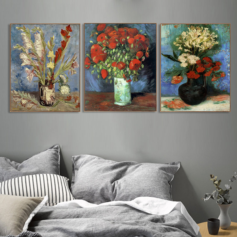 Reproduction d'art mural sur toile encadrée, série 3, par Vincent Van Gogh, 16 po x 20 po, Cadre mince couleur bois