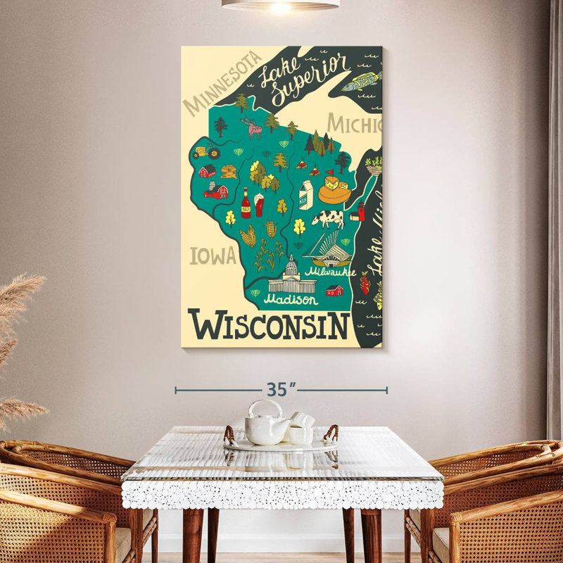 Carte de l'Aliaz, Wisconsin, H 51 po x l 34 po