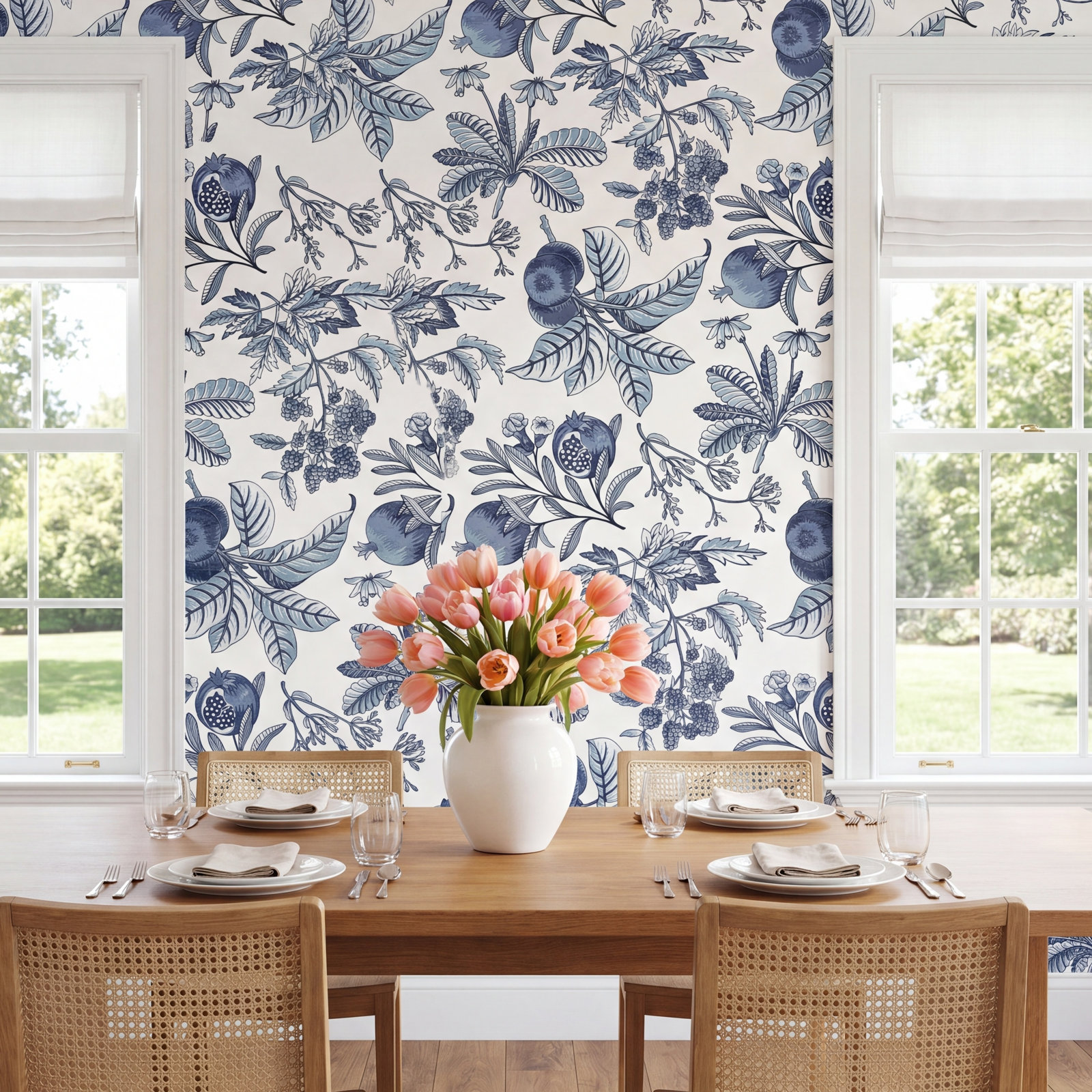 Lucier Fruit Wallpaper, Blue