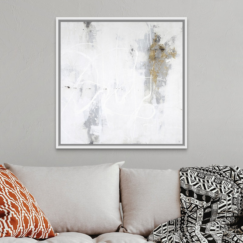 La visite - Impression, H 38 po x l 38 po x P 1,75 po, Cadre flottant blanc