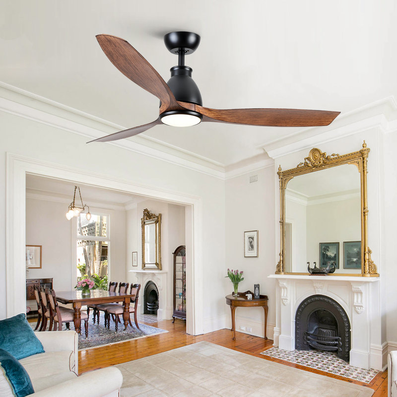 Ventilateur de plafond en bois patiné 52 po avec lumières DEL, moteur à courant continu et télécommande Farmhouse