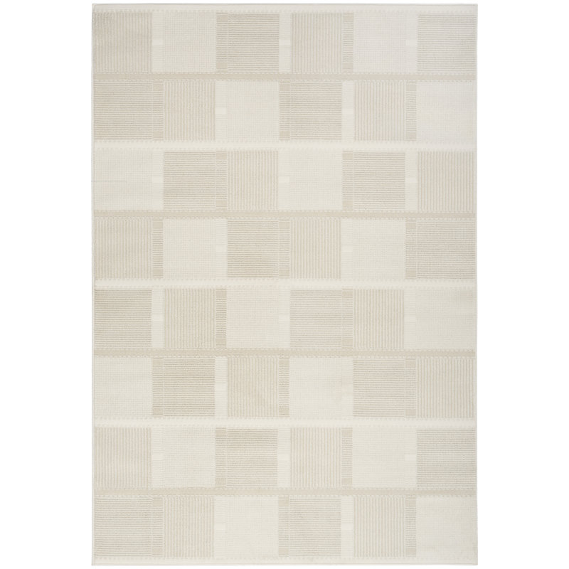 Ebern Designs Reimann Ivory Beige Modern Indoor Rug, Rectangle 5' x 7'