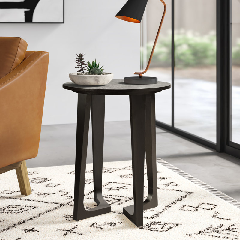 Espresso Sheesham Solid Wood Round Modern End Table
