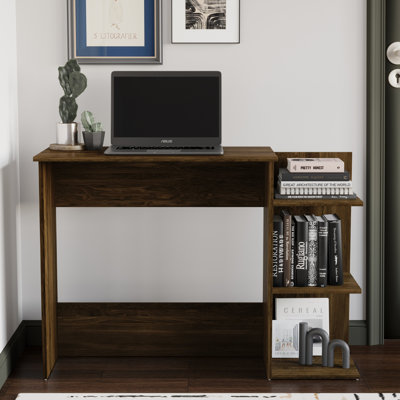 Bureau d'écriture à tablette latérale à 3 niveaux en brun