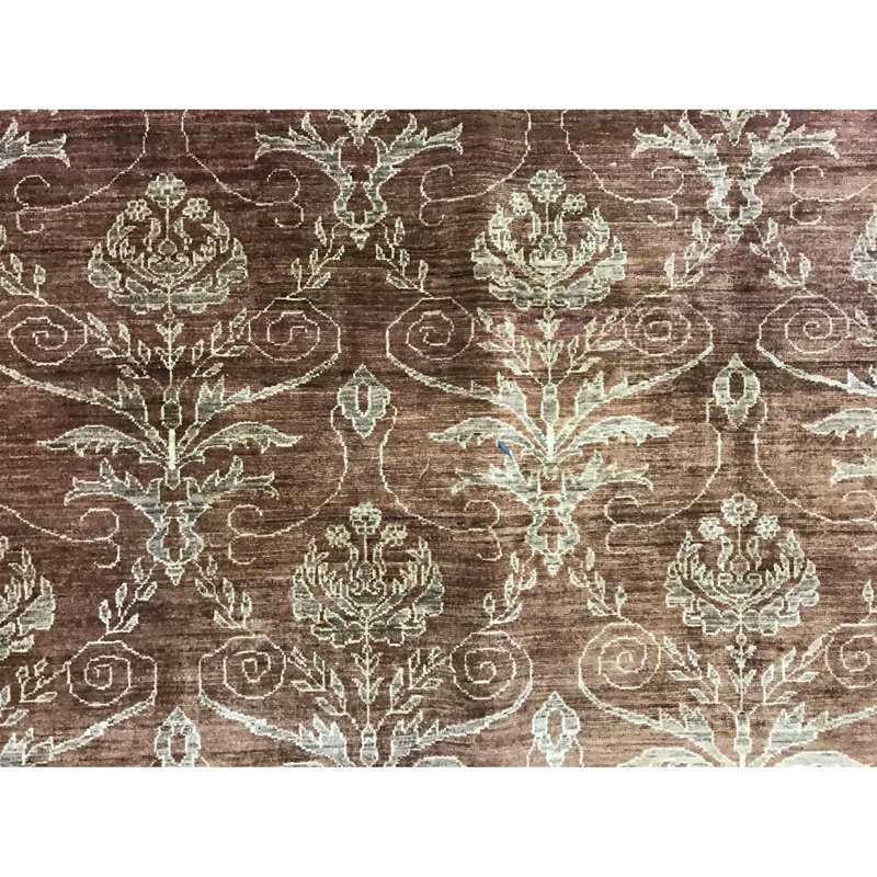Tapis brun et gris de haute qualité noué à la main
