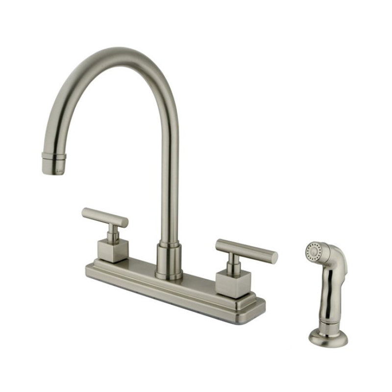 Robinet de cuisine à poignée double avec jet latéral Rio, Nickel brossé