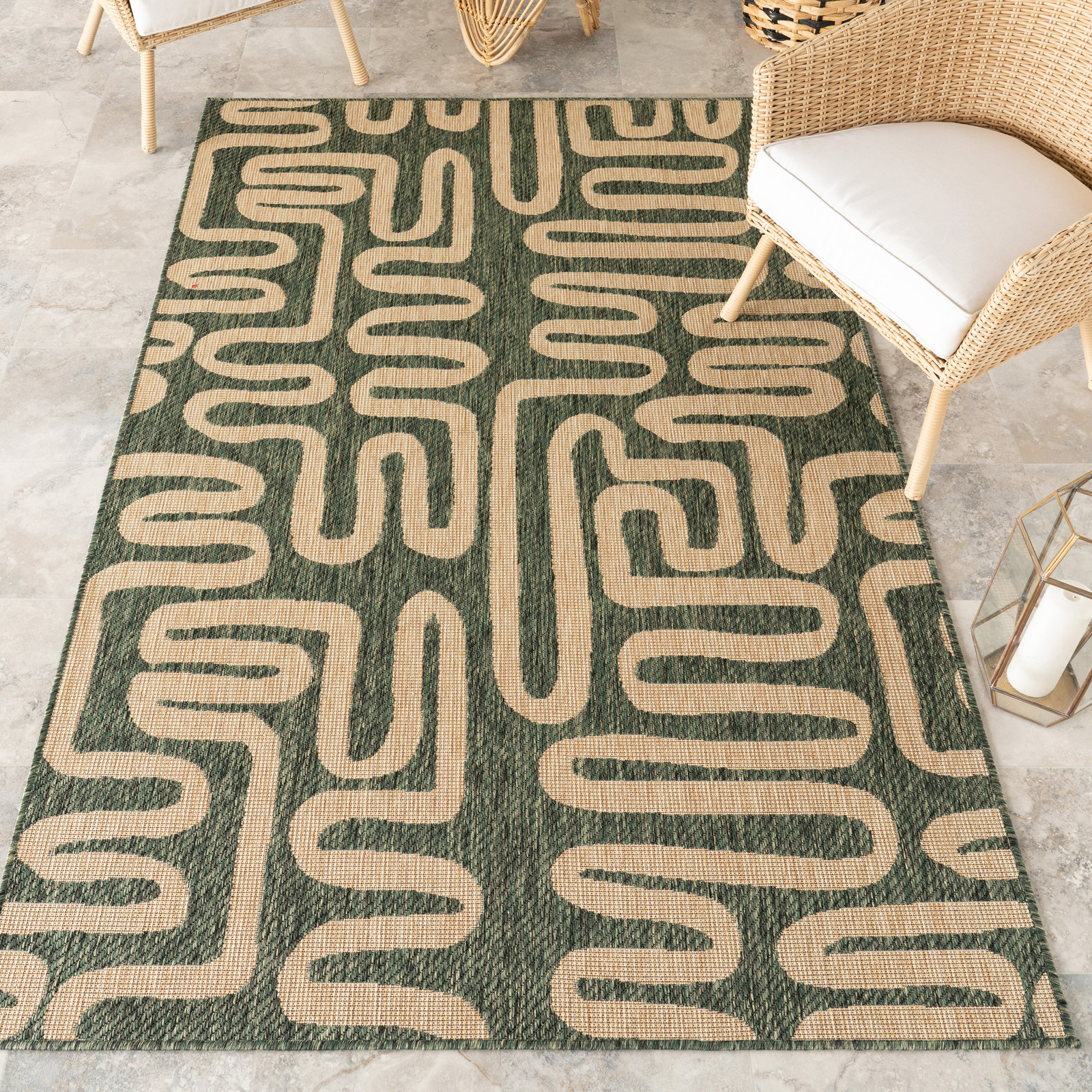 Abstract Outdoor Rug, Rectangle 6'5" x 9'