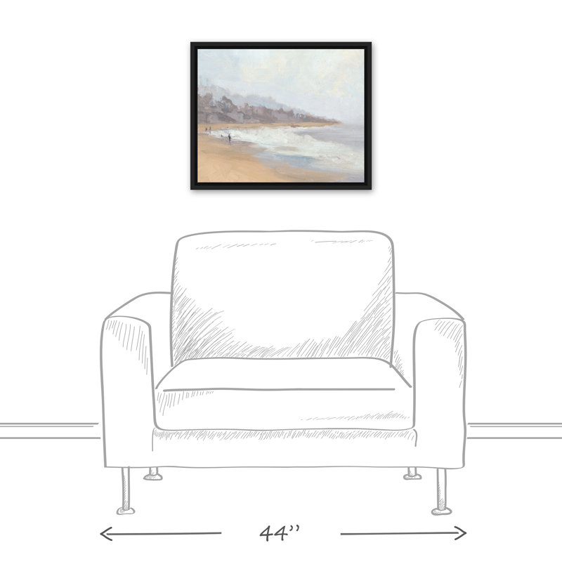 Misty Beach Stroll - Imprimé, H 17,75 po x l 21,75 po x P 1,75 po, Cadre flottant noir
