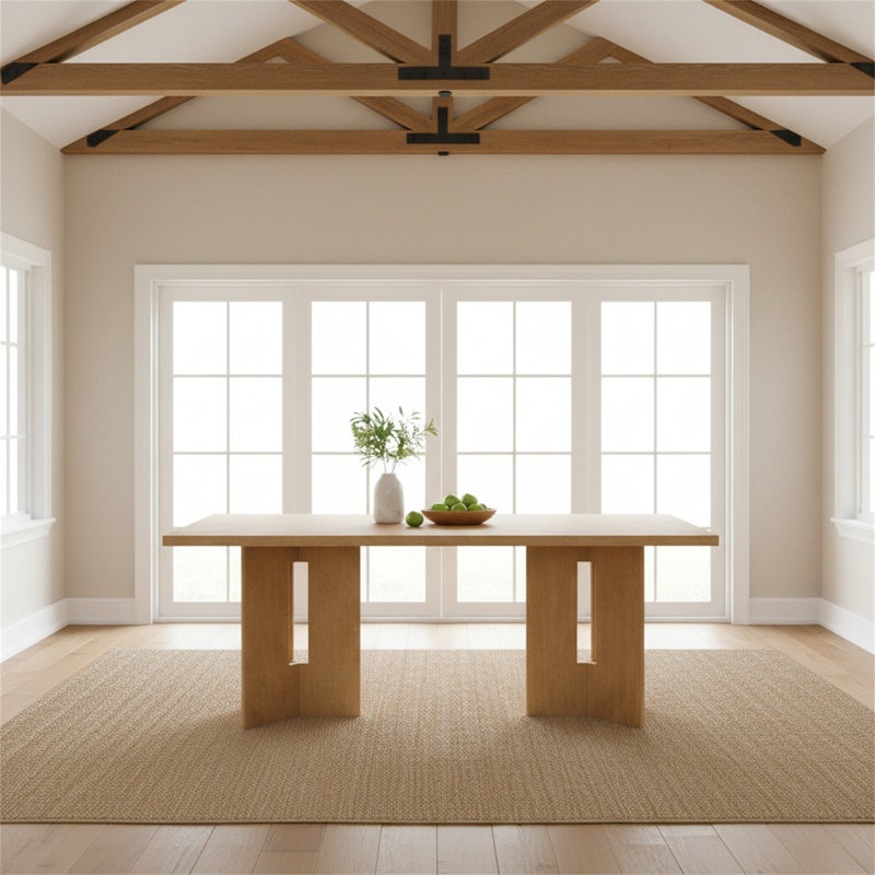 60-inch Rectangular Wooden Dining Table With Carved Legs, Suitable For Dining Rooms And Living Rooms., Natural Wood Wash