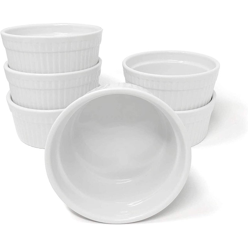 Furmaware  8 oz White Ceramic Round Ramekins