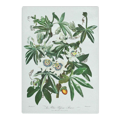 Tempered Glass Bluecrown Passionflowers by R.J. Thornton Chopping Board