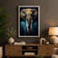 Elegant Elephant In Blue Modern - Print-136725624-136725620
