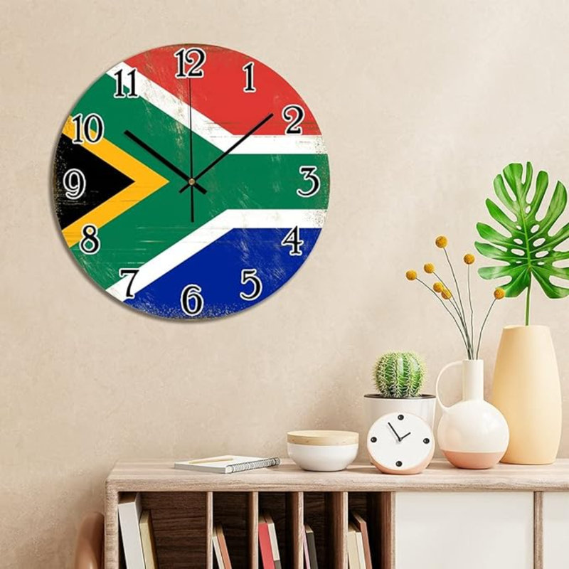 Afrique du Sud Drapeau national PVC Home Horloges murales Afrique du Sud Horloge murale décorative Non-Ticking