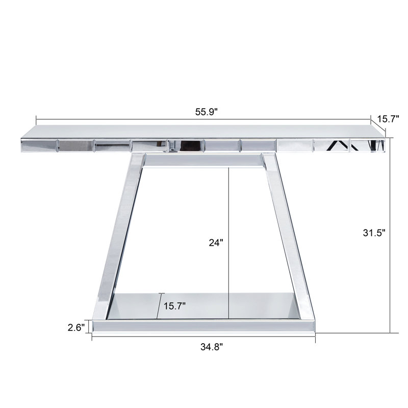 Modern Luxe Mirror Entryway Table with Sturdy Construction and Open Storage
