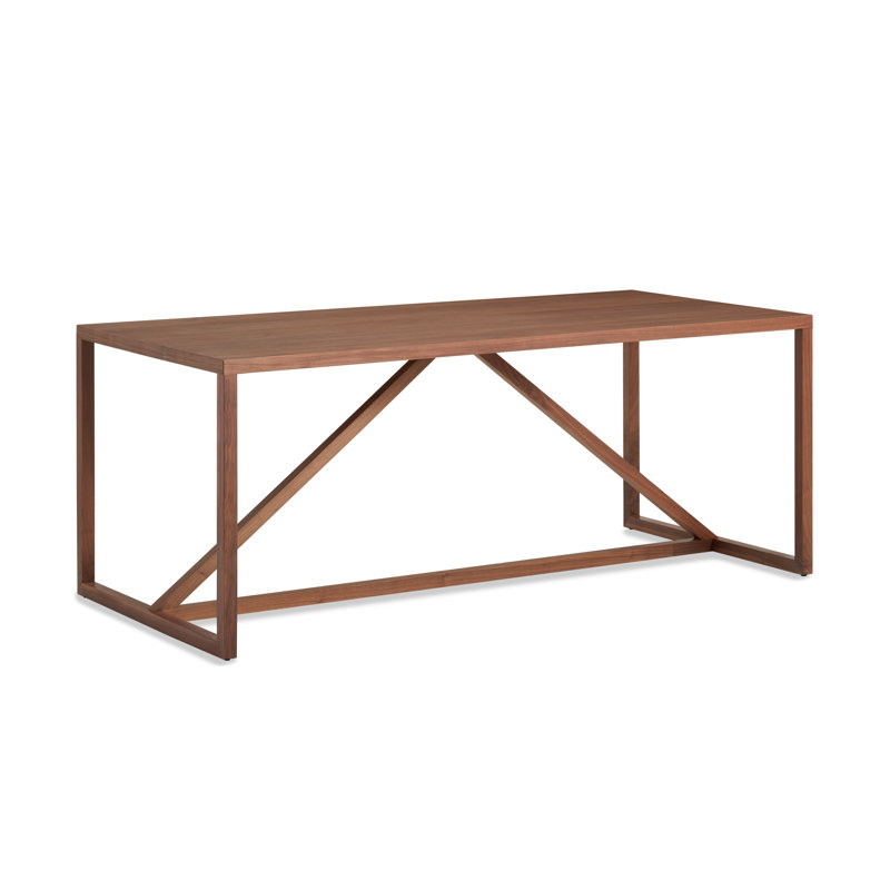 Strut Walnut Wood Dining Table, 35" W x 90" L, Walnut, Standard (29" Height)
