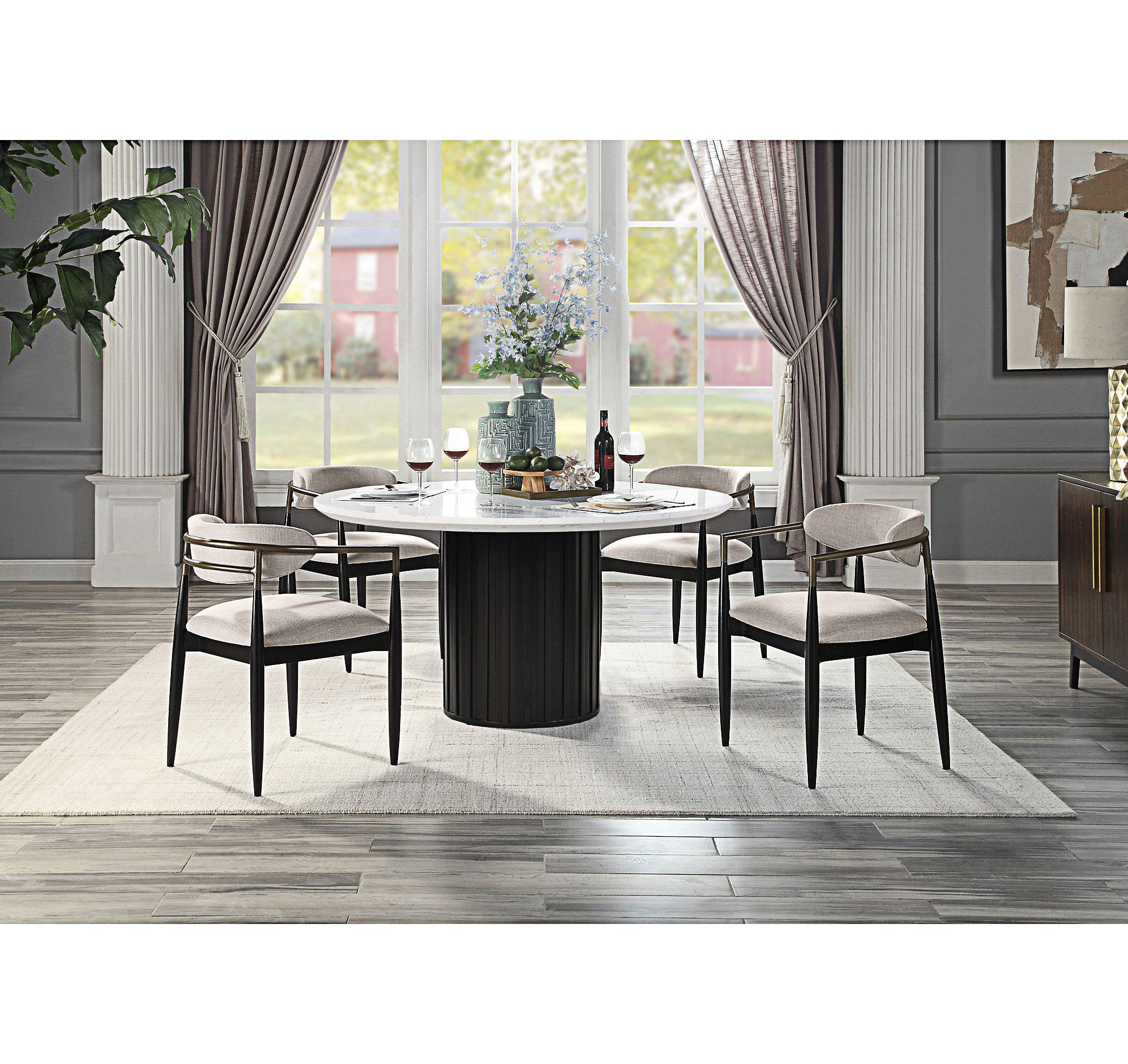 Latitude Run® Faux Marble Top Round Dining Table, Kitchen Table ...