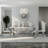 78 Inch White And Silver Dining Table Set With 6 White Leather Chrome Dining Chairs-985897467-985897465