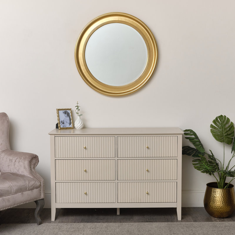 Cato Round Mirror, Gold