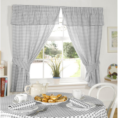 Molly Gingham Ruffled Kitchen Curtain
