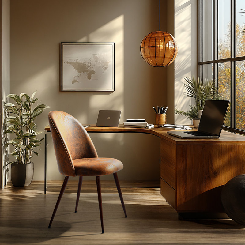 Timm Elegant Upholstered Office Chair with High Backrest Task Chair for Office and Conference Rooms, Suede Brown