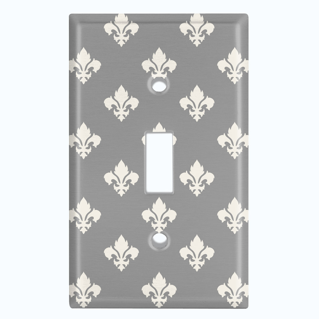 Fleur De Lis Gray Patterned 1 - Gang Toggle Light Switch Standard Wall Plate WorldAcc