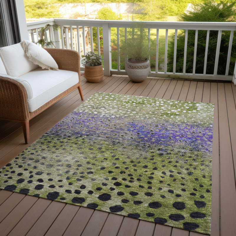Tapis intérieur / extérieur vert lavable Nuvane , 10 pi x 14 pi