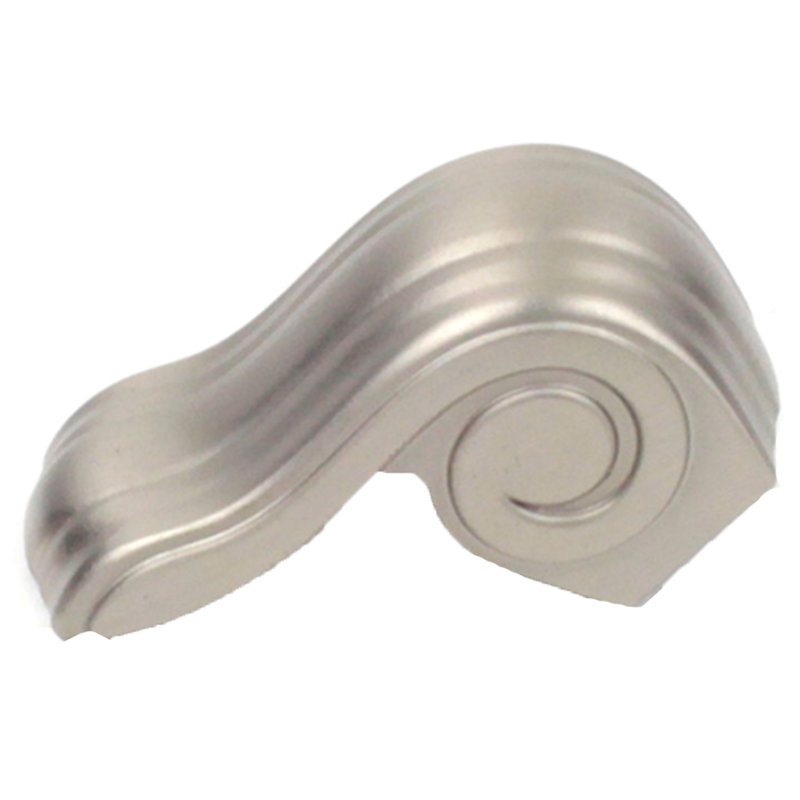 Tirette fantaisie avec passe-main zinc et coulée Volute, Nickel satiné mat