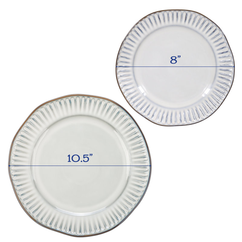 Reactive Glaze Ceramic 16-Piece Dinnerware Set in White and Brown