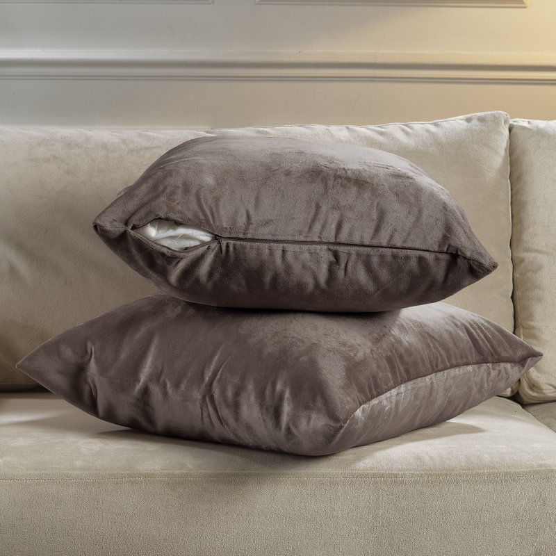 Matte Velvet Pillow Cover, 22" x 22", 20 Pale Taupe