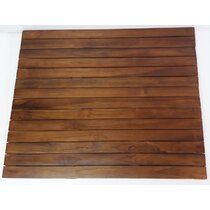 Teak Shower Mat Large, Comfortable Wood Board Foot Mat/Slatted Drainage  Elevated Platform Non Slip, Tall 2 Inch Bath Mat/Carpet/Doormat (Size 