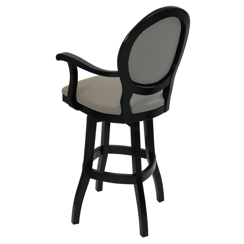 Farald Swivel Upholstered Counter Stool with Solid Wood Frame, Beige, Bar Stool ( 30" Seat Height)
