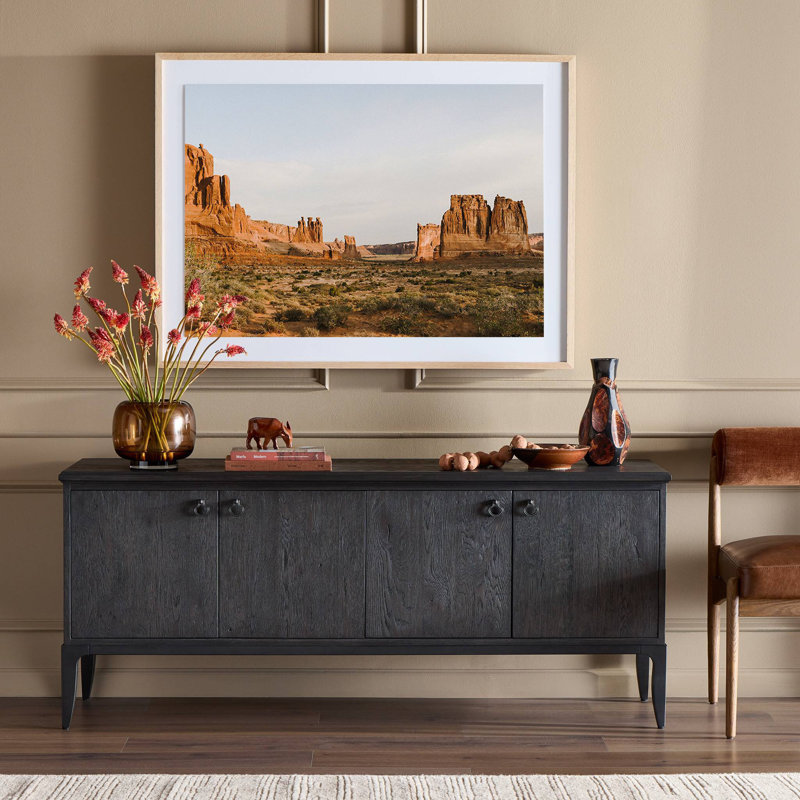 Alden Media Console-Worn Black Oak