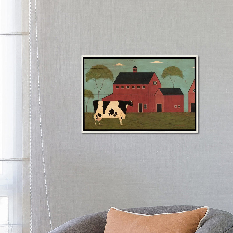 Nellies Barn - reproduction d'art mural, H 18 po x l 26 po, Reproduction encadrée sans passe-partout, Blanc patiné