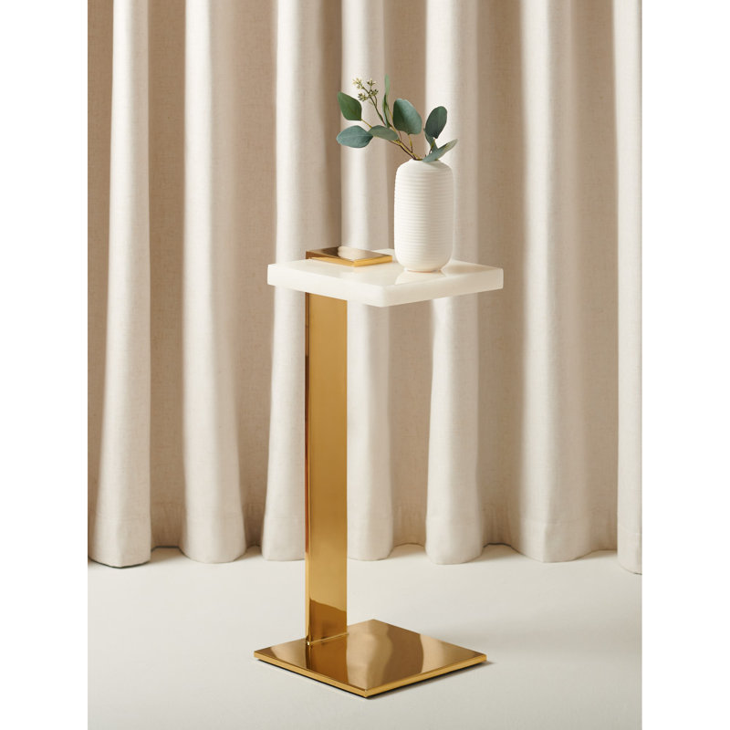 O'Hara End Table, White, Gold