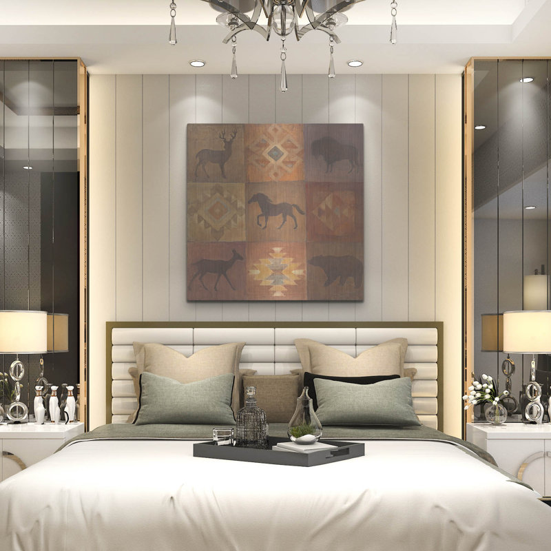 Art mural en métal luxueux «Desert Sunset Animals 1» par Albena Hristova, H 36 po x l 36 po