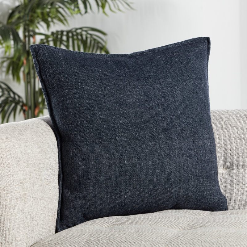 Burbank Linen Throw Pillow, 22" x 22", Dark Blue, Pillow Cover Only - No Insert