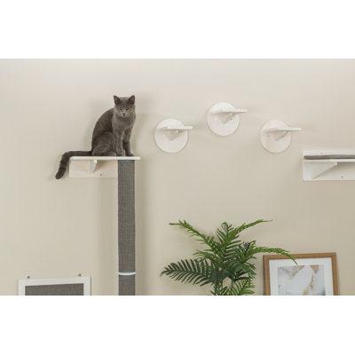 TRIXIE Wall Set 1, Indoor Wall Mounted Cat Scratching Post for Elevated Fun, Climb to Perch, Jumping Platform