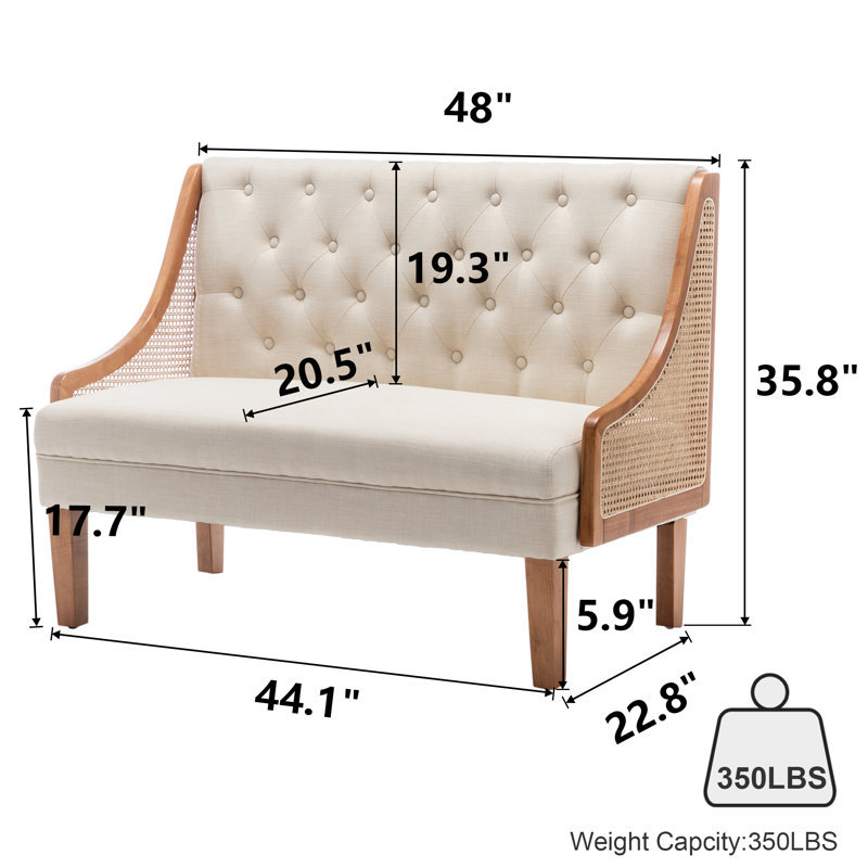 Causeuse en lin Bedell, 100% lin beige