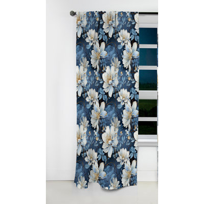 Artistique Magnolia Essence Beauté I - Rideau floral - Rideau occultant en velours - 1 panneau