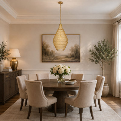 Transitional 1 Light Gold Iron Basket Pendant