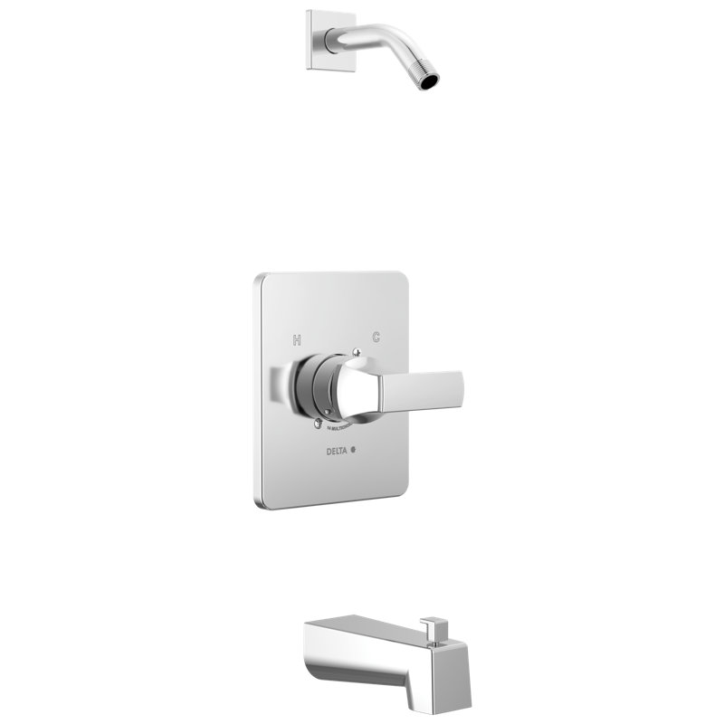 Ensemble de robinet de baignoire et douche chromé à fonction unique Velum 14 Series, ensemble de garniture de valve, poignée de douche, ensemble de garniture de douche, ensemble de douche, chrome (pomme de douche et valve non incluses)