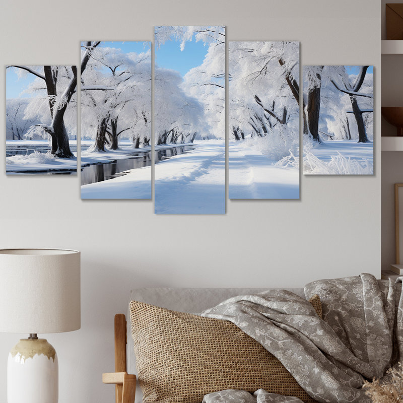 Winter Snowy Serenity IV - Impression sur toile - 5 panneaux